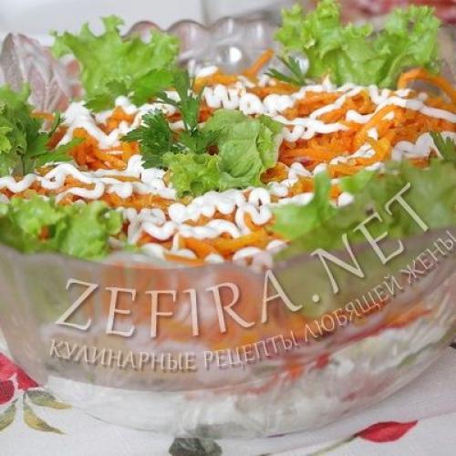 Салат с курицей болгарским перцем и корейской морковью. Салат с курицей, корейской морковью и перцем