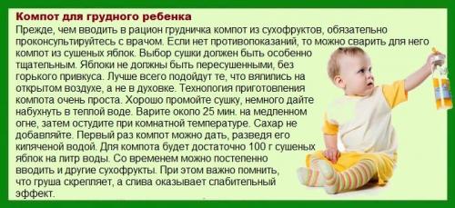 Компот из кураги новорожденному. Рецепты компотов для грудничков