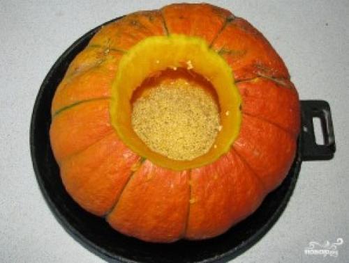 Пшенная каша в тыкве в духовке. Пшенная каша в тыкве