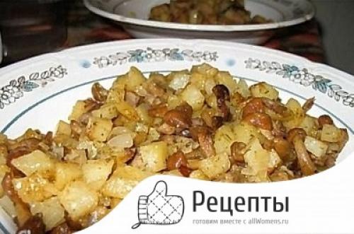 Рецепт жареной картошки с маслятами