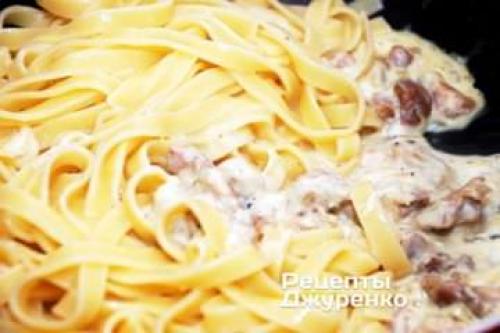 Спагетти с индейкой и грибами в сливочном соусе. Спагетти с индейкой в сливочно-грибном соусе – рецепт 22