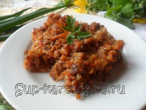 Тушеная капуста с фаршем и картошкой. Очень вкусная тушеная капуста с фаршем на сковороде