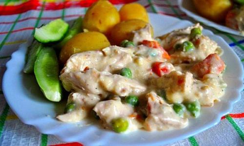 Куриное фрикасе с горошком рецепт. 05