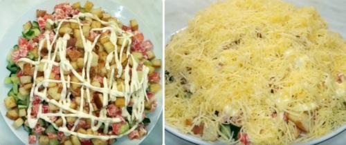 Рецепт салат Цезарь с курицей и грибами. Салат Цезарь с курицей и грибами 08 Рецепт салат Цезарь с курицей и грибами. Салат Цезарь с курицей и грибами 08