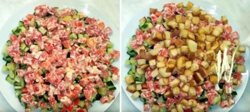 Рецепт салат Цезарь с курицей и грибами. Салат Цезарь с курицей и грибами 07 Рецепт салат Цезарь с курицей и грибами. Салат Цезарь с курицей и грибами 07