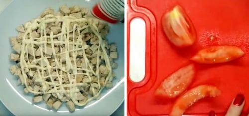 Рецепт салат Цезарь с курицей и грибами. Салат Цезарь с курицей и грибами 04 Рецепт салат Цезарь с курицей и грибами. Салат Цезарь с курицей и грибами 04