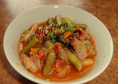 Стручковая фасоль с мясом и овощами: фото-рецепт