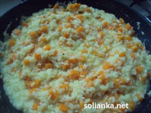 Ризотто с тыквой и креветками. 