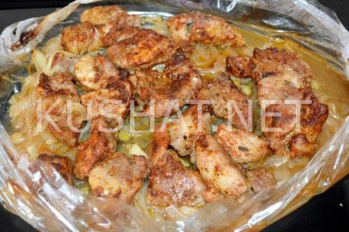 Шашлык в духовке в рукаве на луковой подушке. Шашлык на луковой подушке в духовке – рецепт