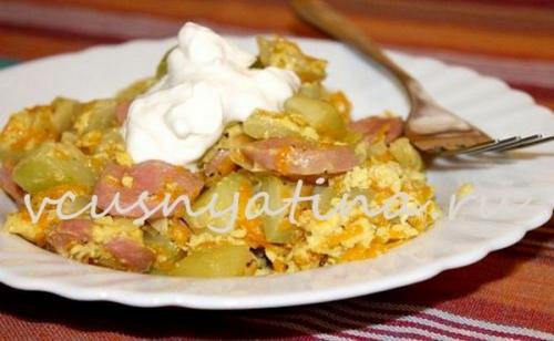 Кабачки с картошкой и сосисками в духовке. Тушеные кабачки с сосисками и овощами