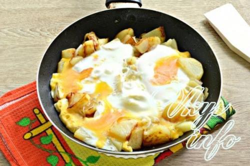 Жареная картошка с яйцом и сыром. Жареная картошка с яйцом 12 Жареная картошка с яйцом и сыром. Жареная картошка с яйцом 12