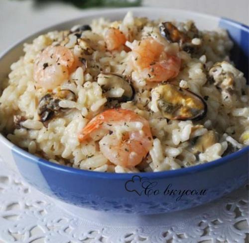 Рис с морепродуктами в сливочном соусе. Ингредиенты