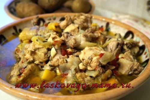 Чахохбили из курицы с перцем болгарским перцем. Чахохбили из курицы с болгарским перцем