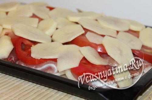 Мясо по-французски с вялеными помидорами. Мясо по-французски из свинины с картошкой, помидорами и моцареллой