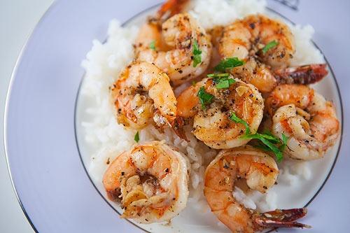 Рис с креветками в соевом соусе. Рис с креветками