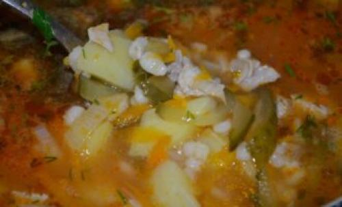 Простой рассольник из свиных ребрышек с перловкой. Рассольник «Русский» со свиными ребрами 17 Простой рассольник из свиных ребрышек с перловкой. Рассольник «Русский» со свиными ребрами 17