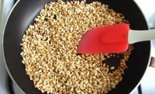 Перловая каша с мясом в казане. Со свининой