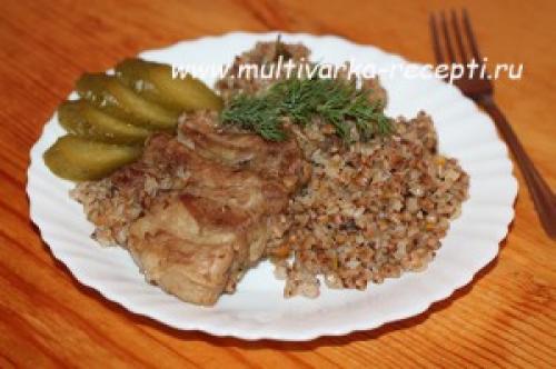 Гречка с ребрышками в мультиварке