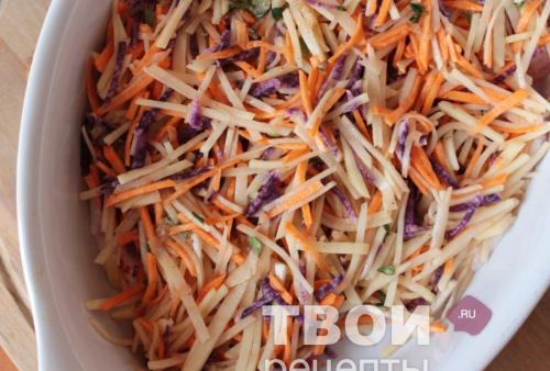 Мясо по-французски с картошкой соломкой. Рецепт 2: мясо по-французски в духовке с картофелем (пошагово)