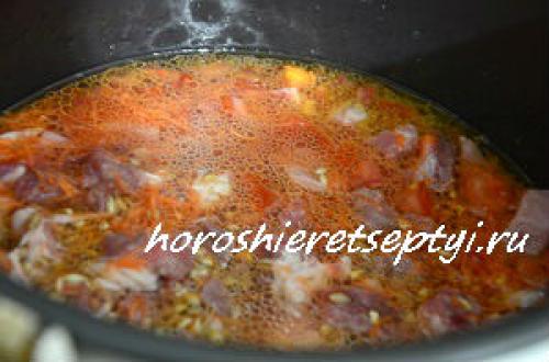 Перловка с мясом и овощами в мультиварке. Ингредиенты: