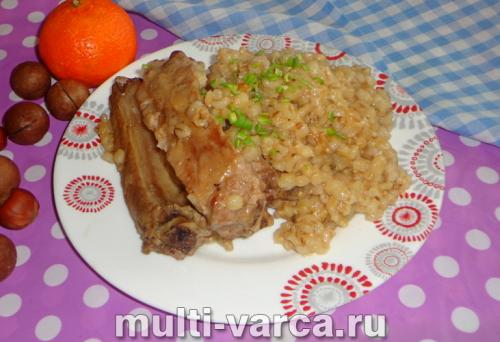 Перловая каша с ребрами. Перловка с ребрышками в мультиварке 08 Перловая каша с ребрами. Перловка с ребрышками в мультиварке 08