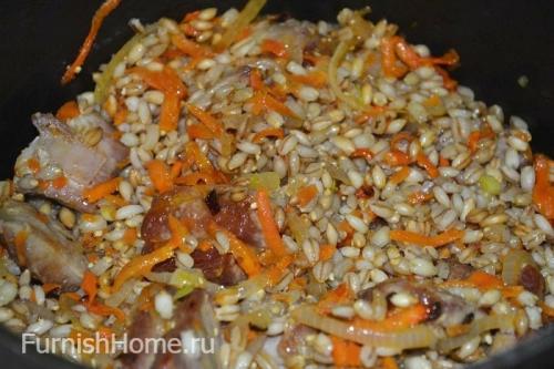 Свиная грудинка с перловкой. Перловый плов со свиной грудинкой 08 Свиная грудинка с перловкой. Перловый плов со свиной грудинкой 08