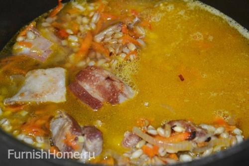 Свиная грудинка с перловкой. Перловый плов со свиной грудинкой 09 Свиная грудинка с перловкой. Перловый плов со свиной грудинкой 09