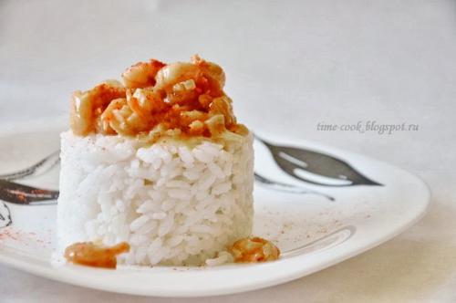 Рис с креветками в сливочно-чесночном соусе. Рис с креветками в сливочном соусе