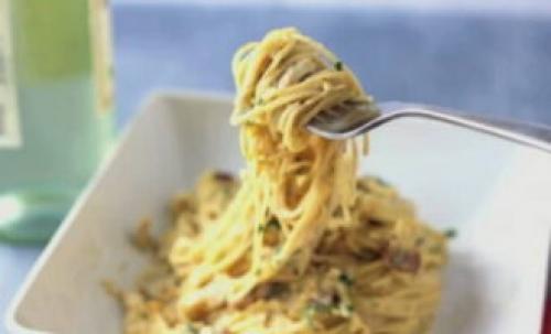 Паста с курицей в сливочном соусе. Паста Карбонара с курицей в сливочном соусе