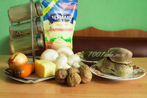 Слоеный салат из свиного сердца с шампиньонами.. Салат из свиного сердца с грибами: пошагово с фото 01 Слоеный салат из свиного сердца с шампиньонами.. Салат из свиного сердца с грибами: пошагово с фото 01