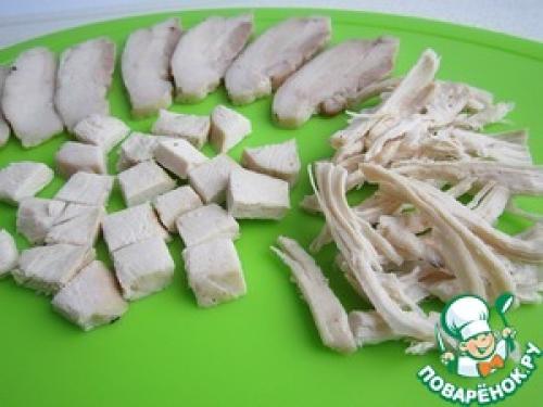 Как лучше нарезать курицу для салата. Куриное мясо для салатов
