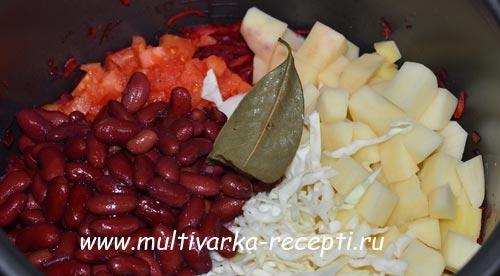 Постный борщ в мультиварке скороварке. Постный борщ с фасолью в мультиварке