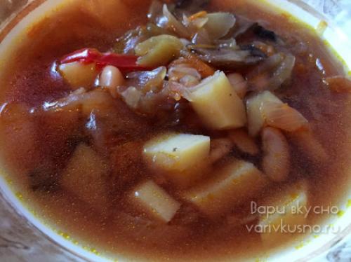 Постный борщ в мультиварке скороварке. Постный борщ с фасолью в мультиварке скороварке Brand 6051