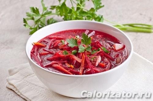 Борщ без картошки калорийность. Борщ без картофеля