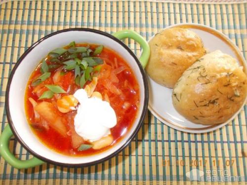Борщ без картошки с фасолью. Рецепт: Борщ с фасолью - постный, без картошки, но с двумя видами капусты
