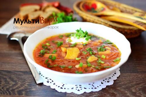 Борщ с курицей и фасолью в мультиварке. Борщ с фасолью в мультиварке