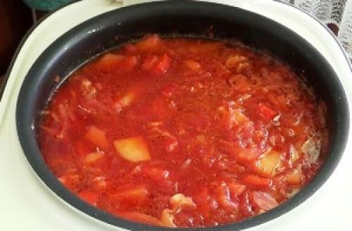 Борщ в мультиварке с курицей без свеклы. Ингредиенты: