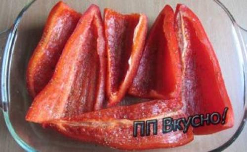 Перец, запеченный в духовке с сыром. Ингредиенты для 1 порции