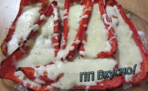 Перец, запеченный в духовке с сыром. Ингредиенты для 1 порции