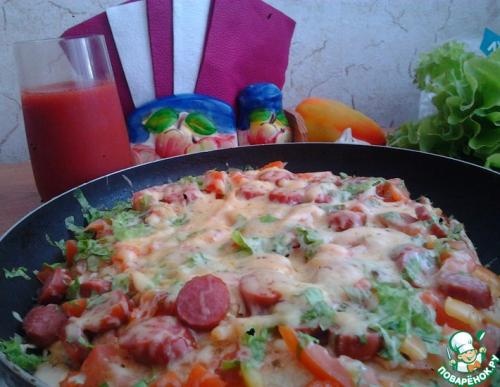 Быстрая пицца на сковороде без майонеза. Быстрая пицца на сковороде