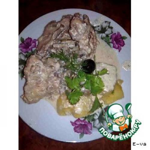 Кролик с грибами и овощами. Кролик в сметане с грибами