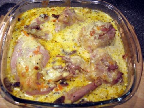 Кролик с шампиньонами в духовке. Кролик, запеченый в духовке в соусе с грибами