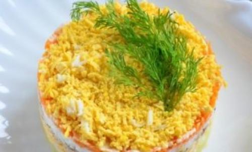 Мимоза с сардиной в томате. Классический рецепт салата мимоза с консервами и сыром