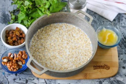 Рецепт каша овсяная с орехами и медом. Геркулесовая каша с грецкими орехами