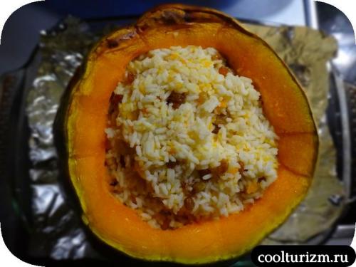 Плов в тыкве с курицей. Плов с курицей в тыкве
