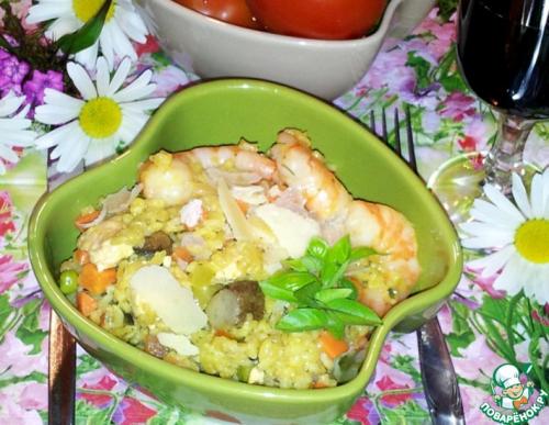 Ризотто с креветками и грибами в сливках. Ризотто с курицей, грибами, креветками и овощами