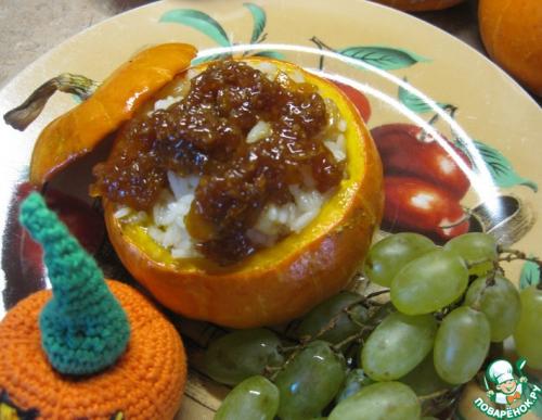 Каша запеченная в тыкве. Десертная каша в тыкве