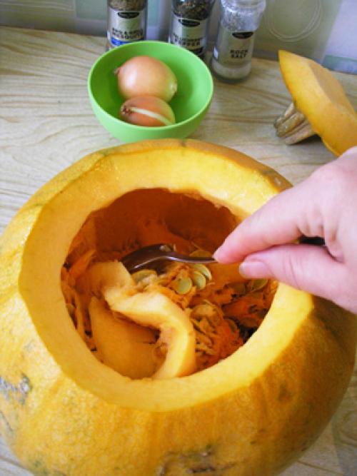 Курица с рисом и тыквой в духовке. Курица в ... тыкве! Или Тыква, фаршированная курицей и рисом