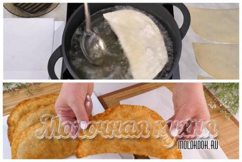 Тесто на чебуреки хрустящее пузырчатое на кипятке с водкой.