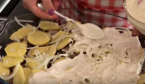 Картошка с мясом в духовке с майонезом. Картошка с мясом в духовке на противне: 7 простых рецептов